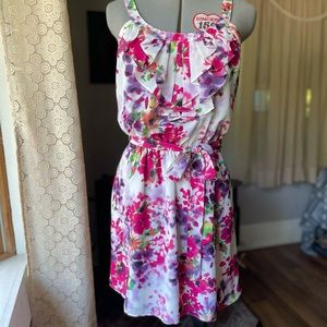 Express Short & flowy, sleeveless, colorful floral dress -  small